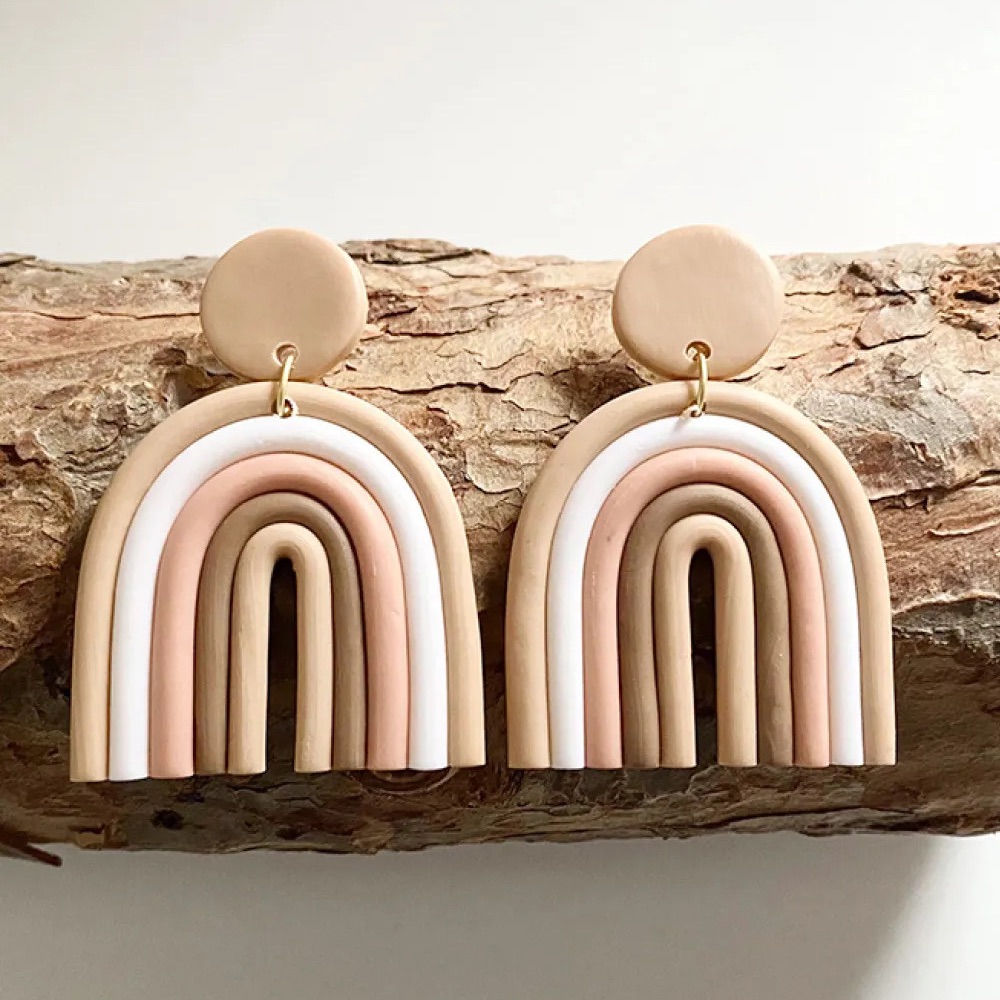 Sand Clay Rainbow Earrings